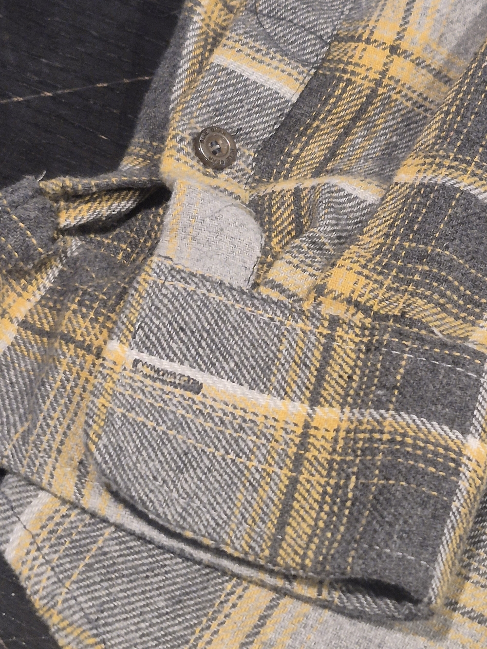 Men's Hooded Plaid Flannel Shirt Jacket - Gray & Yellow Unisex - Picture 3 of 7